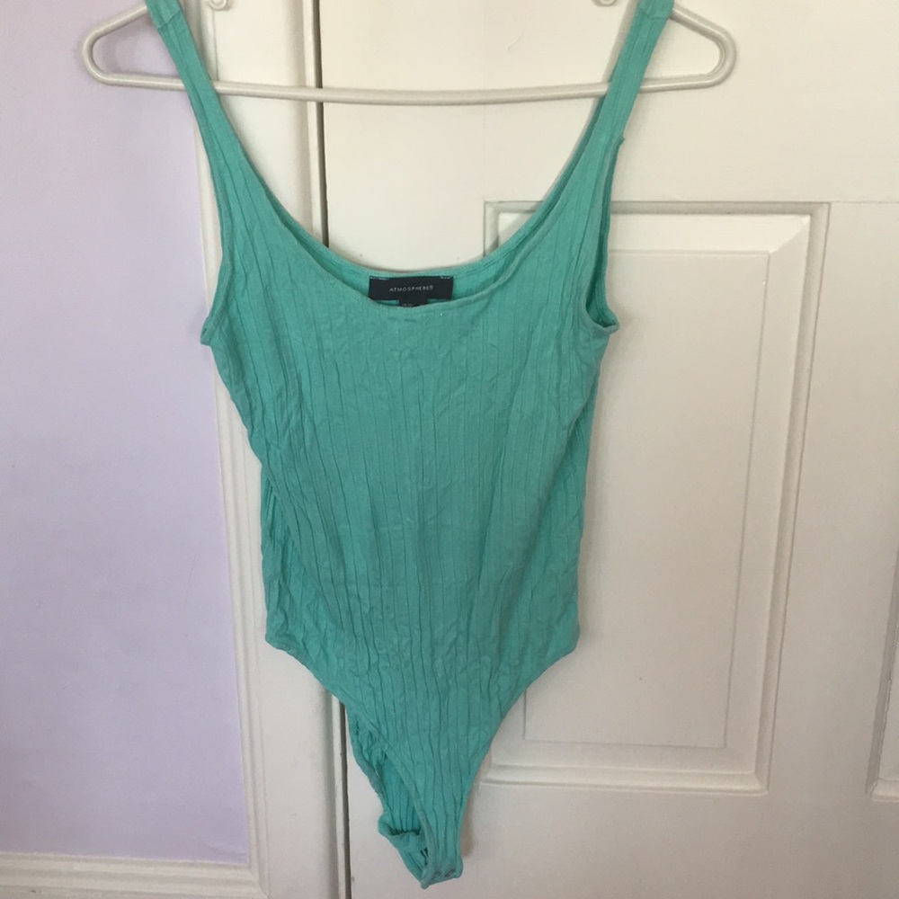 Green ribbed bodysuit